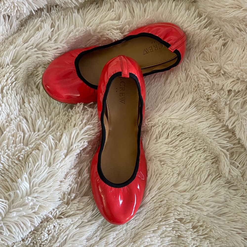J. Crew Coral and Black Ballet Flats Size 6